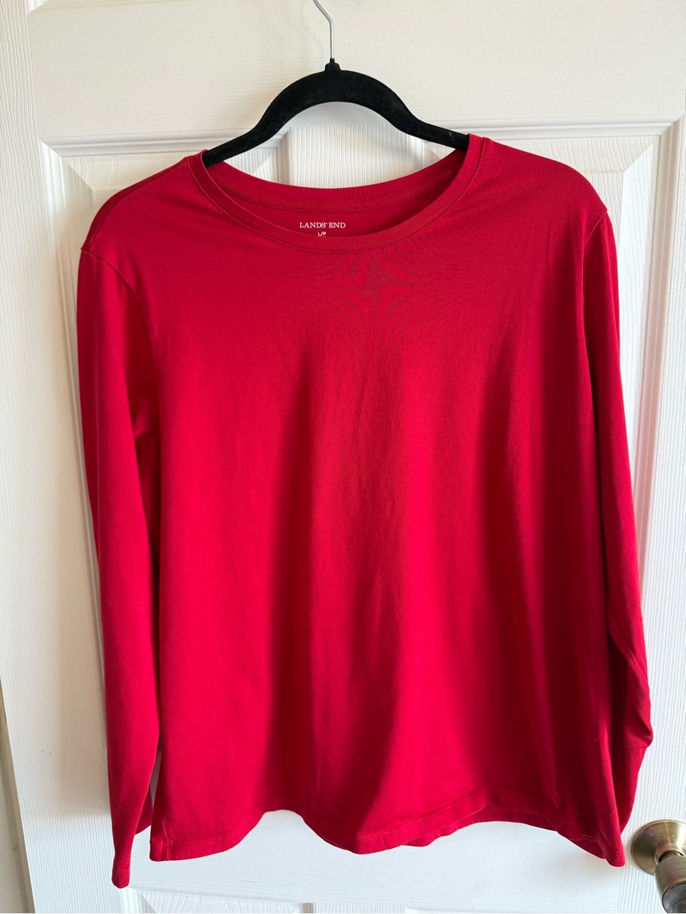 Lands' End Women's Long-Sleeve Crewneck Tee in Bright Red
